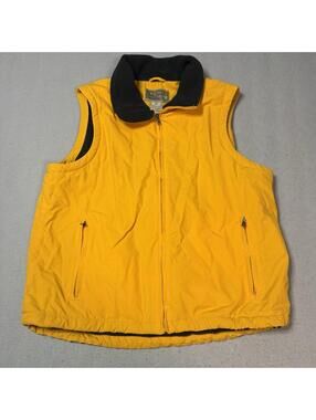 LL Bean Vest Men’s Medium Yellow Fleece Lined Full Zip Outdoors Hiking Nylon